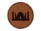 Taj Mahal Agra India Landmark Silhouette Round Iron-On Engraved Faux Leather Patch Applique - 2.5"